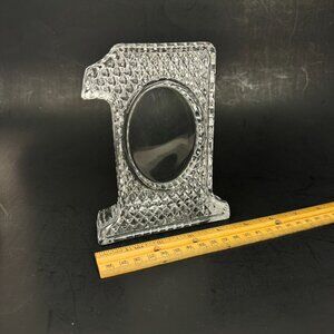 Vtg Avon Clear Glass‎ Number 1 Shape Tabletop Picture Frame 24% Full Lead READ